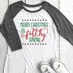 Merry Christmas Ya Filthy Animal Long Sleeve Tee